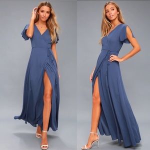Heart of Marigold Denim Blue Maxi Dress Lulu’s M